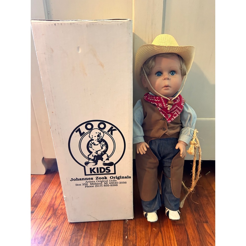 Johannes Zook Originals Whistlin Cowboy Doll 21" Blue Westerncore Vintage 1991